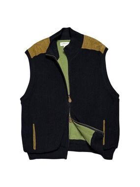 ORVIS Heavy Knit Navy Blue Outdoor Designer Winter Fall Spring Vest Mens XL